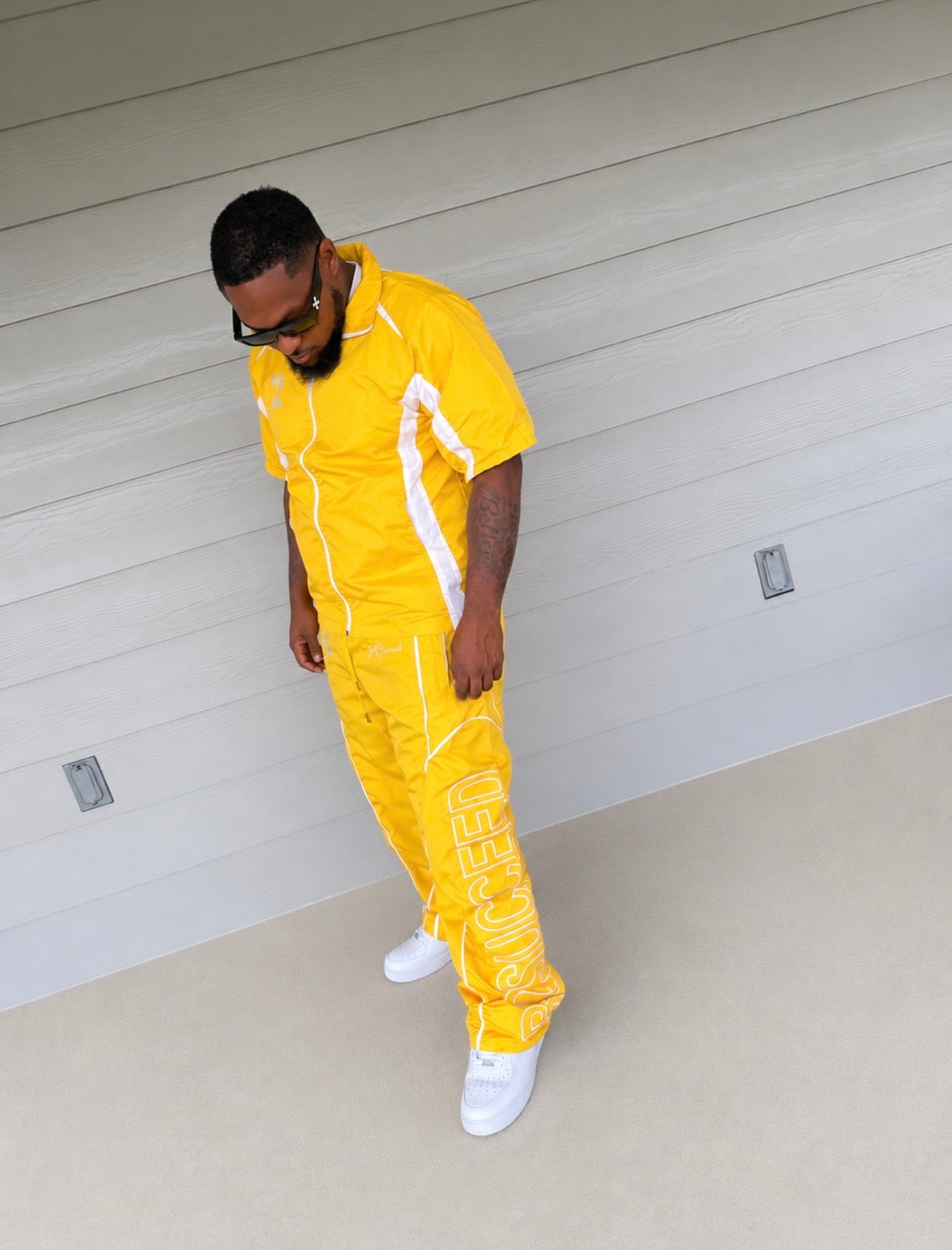 B2Succeed “Blessed” Windbreaker Tracksuit Set – Yellow/White