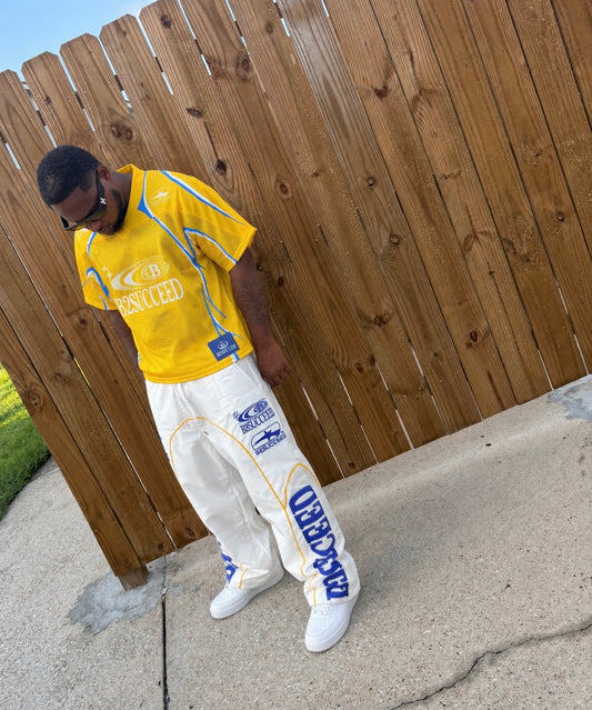 Believe2Succeed Yellow & White and royal blue Mesh Jersey Set