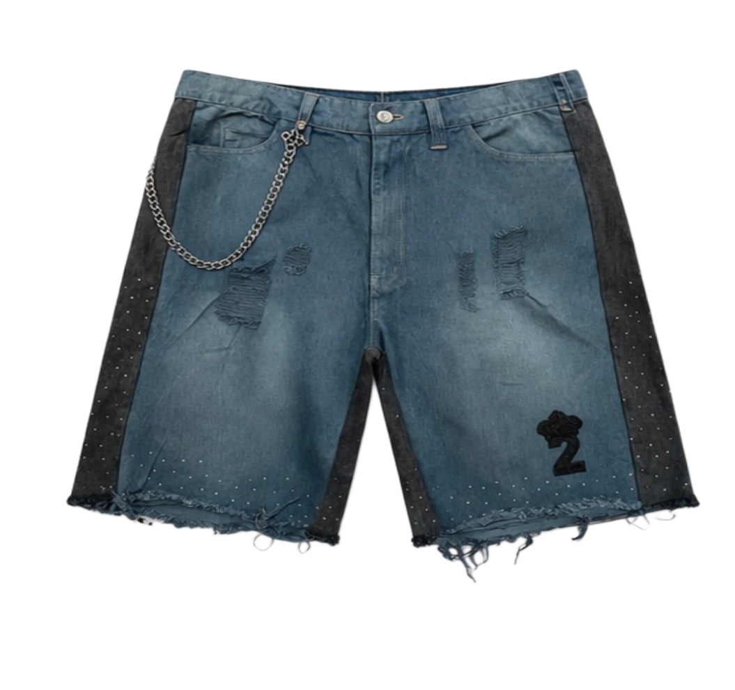 Believe2succeed “Cut Different” Denim Shorts “BLACK LOGO”