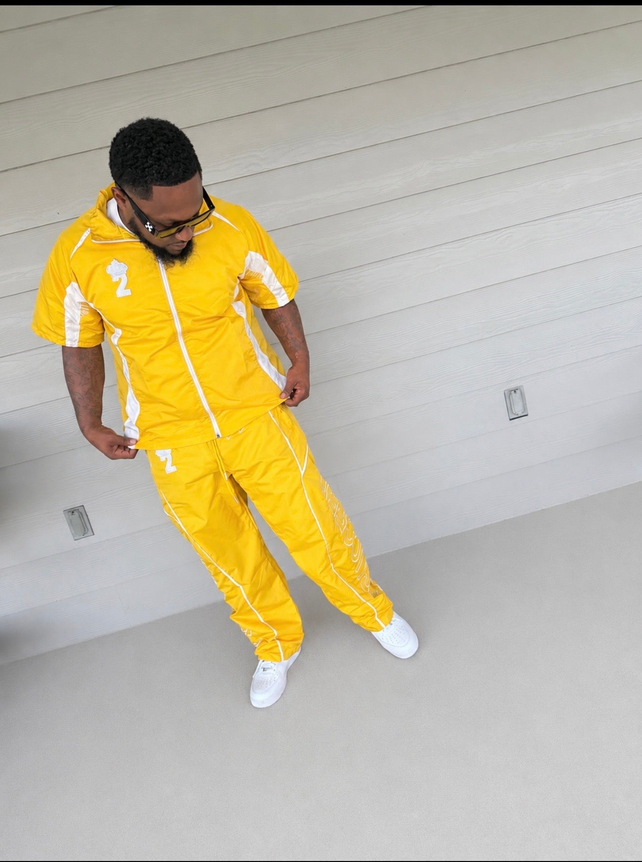 B2Succeed “Blessed” Windbreaker Tracksuit Set – Yellow/White