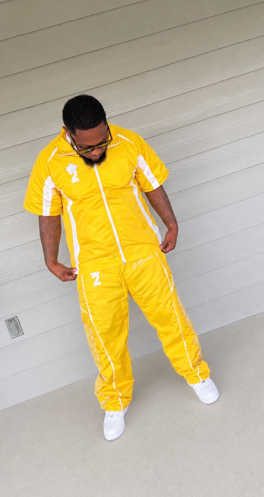 B2Succeed “Blessed” Windbreaker Tracksuit Set – Yellow/White