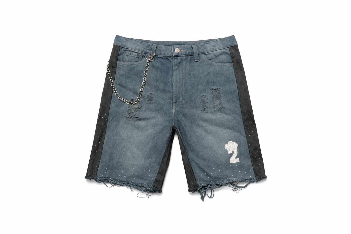 Believe2succeed “Cut Different” Denim Shorts “WHITE LOGO”