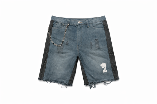 Believe2succeed “Cut Different” Denim Shorts “WHITE LOGO”