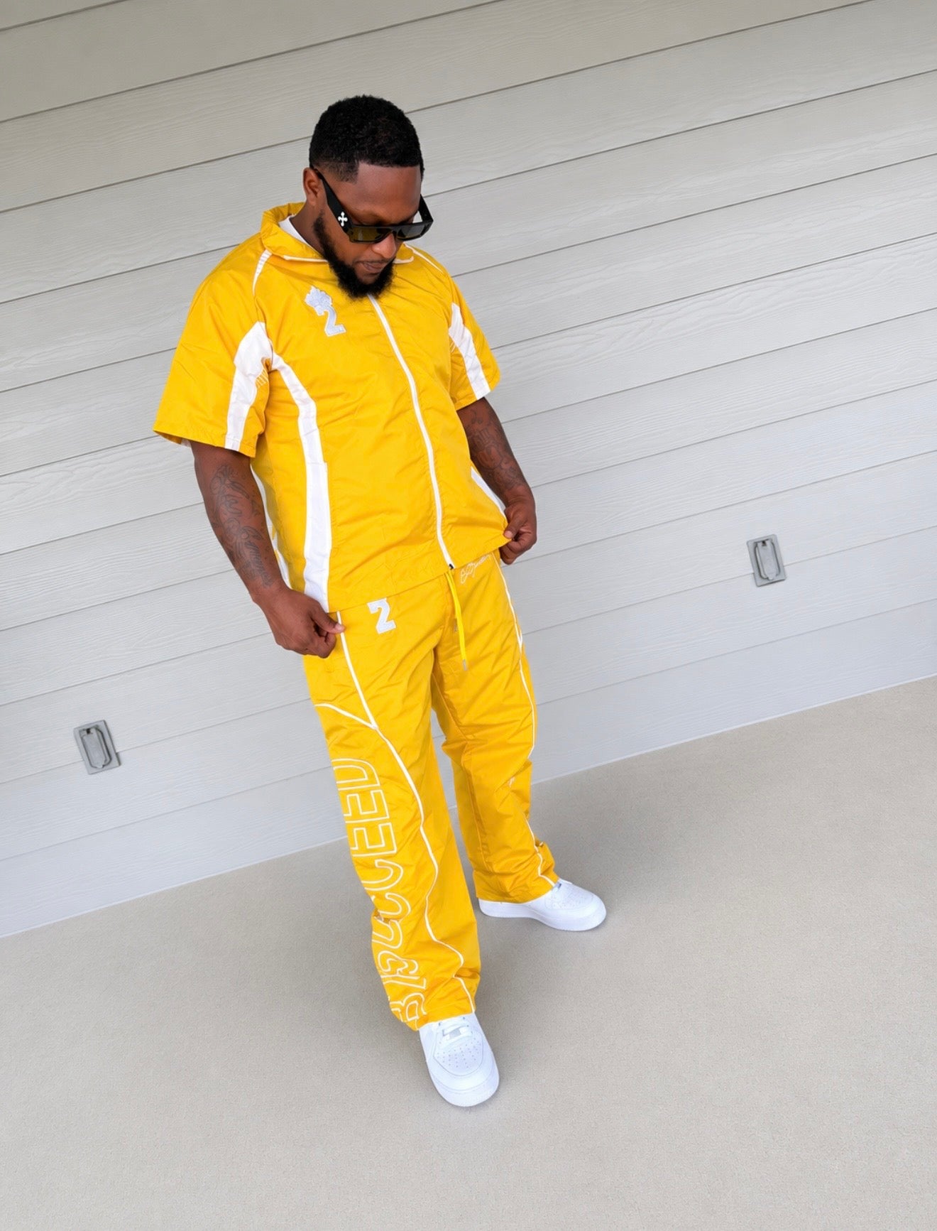 B2Succeed “Blessed” Windbreaker Tracksuit Set – Yellow/White