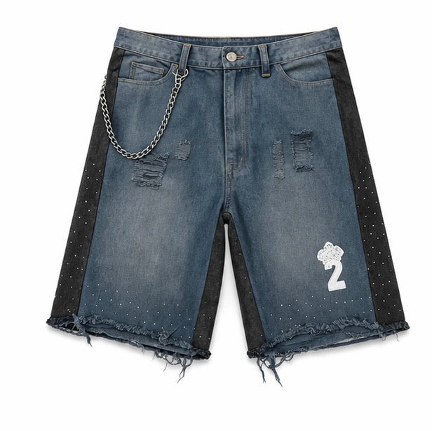 Believe2succeed “Cut Different” Denim Shorts “WHITE LOGO”