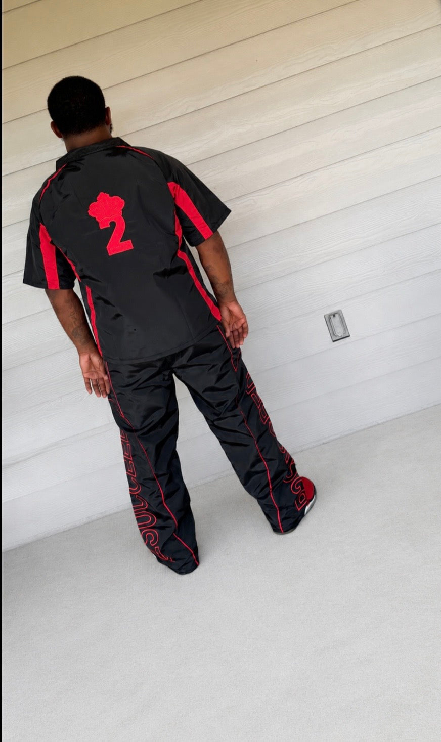 B2Succeed “Blessed” Windbreaker Tracksuit Set – Black/Red